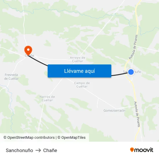 Sanchonuño to Chañe map