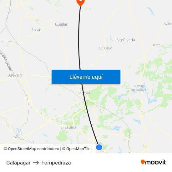 Galapagar to Fompedraza map