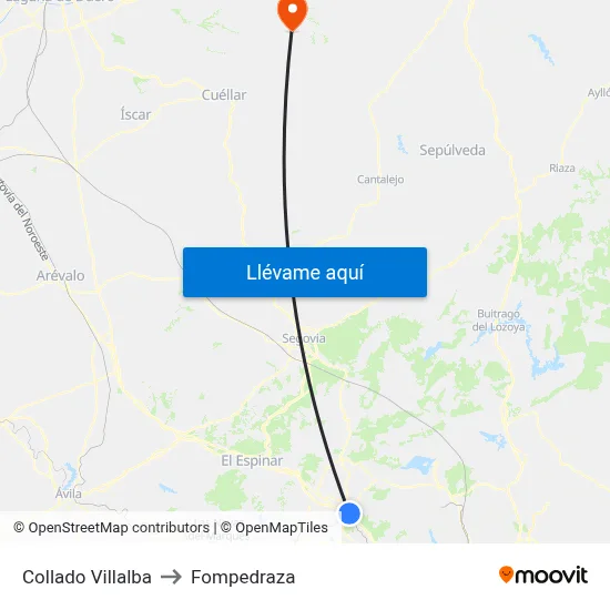 Collado Villalba to Fompedraza map