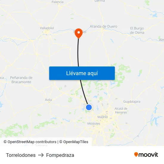 Torrelodones to Fompedraza map