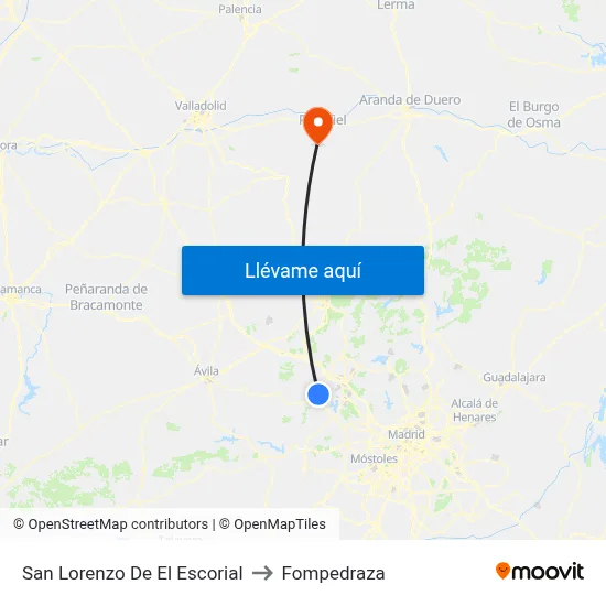 San Lorenzo De El Escorial to Fompedraza map