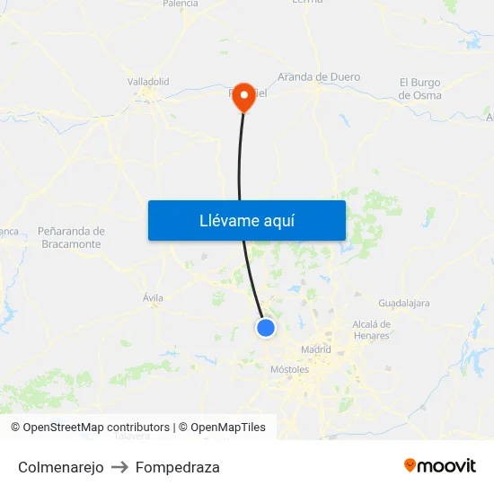 Colmenarejo to Fompedraza map