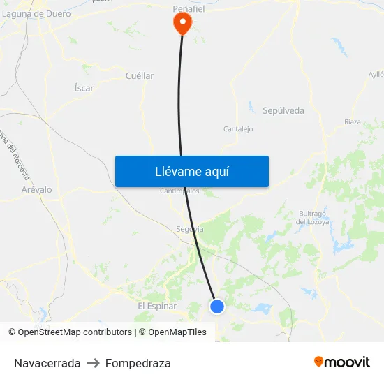 Navacerrada to Fompedraza map