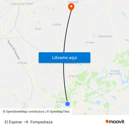 El Espinar to Fompedraza map