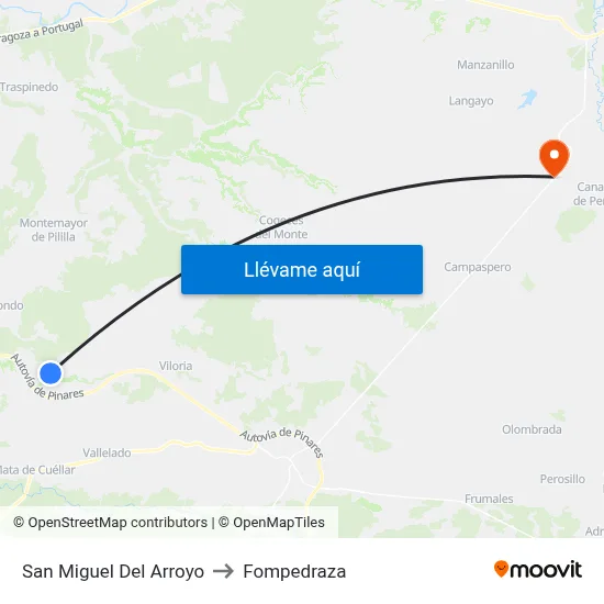 San Miguel Del Arroyo to Fompedraza map