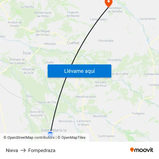 Nieva to Fompedraza map