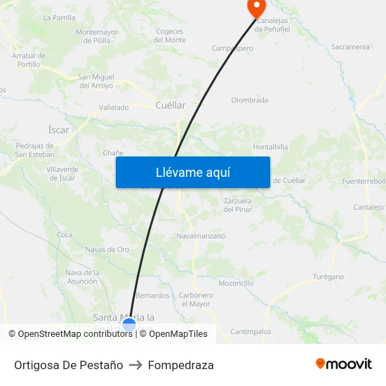 Ortigosa De Pestaño to Fompedraza map
