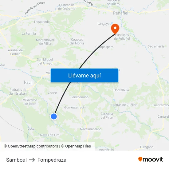 Samboal to Fompedraza map
