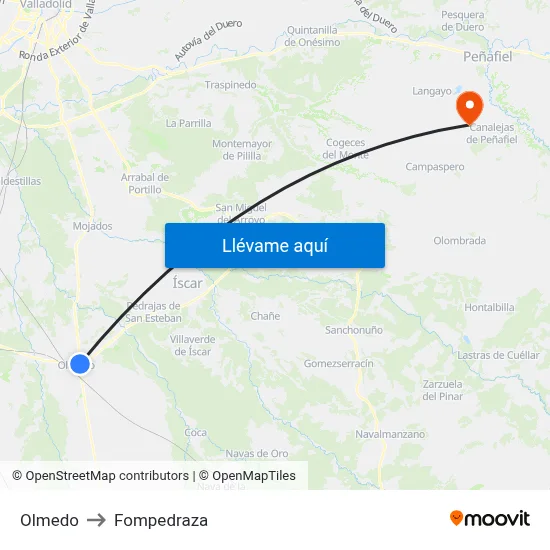 Olmedo to Fompedraza map