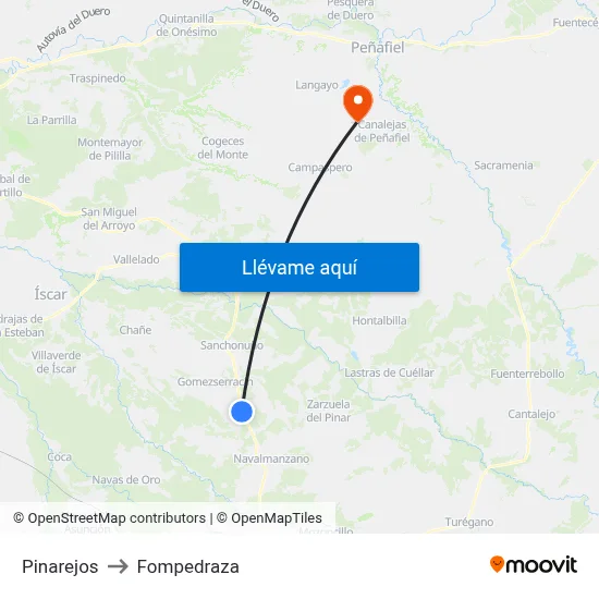 Pinarejos to Fompedraza map