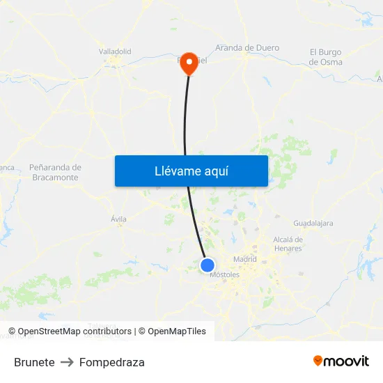 Brunete to Fompedraza map