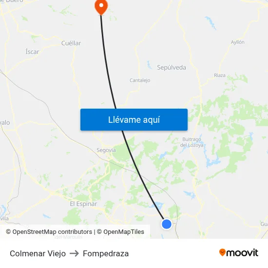 Colmenar Viejo to Fompedraza map