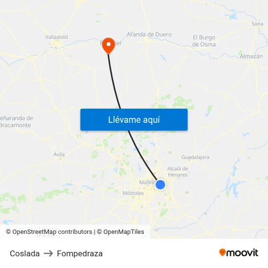Coslada to Fompedraza map