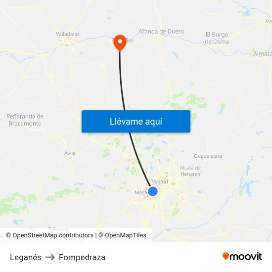 Leganés to Fompedraza map