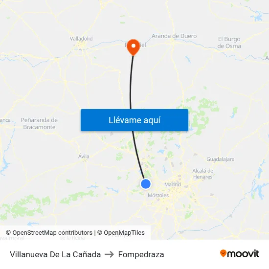 Villanueva De La Cañada to Fompedraza map