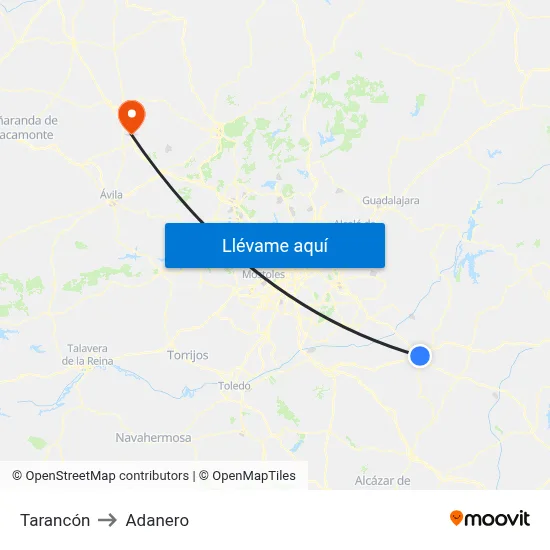 Tarancón to Adanero map