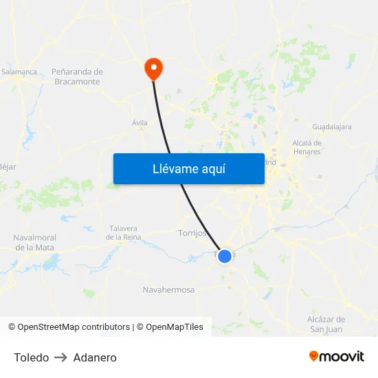 Toledo to Adanero map