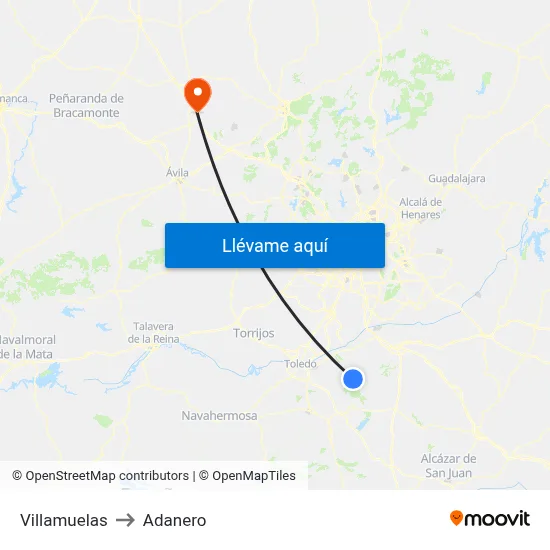 Villamuelas to Adanero map