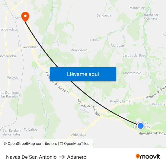 Navas De San Antonio to Adanero map