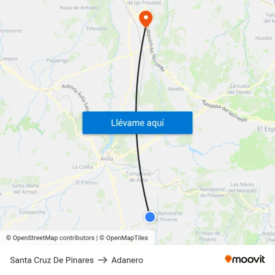 Santa Cruz De Pinares to Adanero map