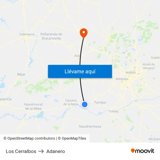 Los Cerralbos to Adanero map