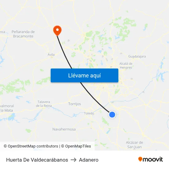 Huerta De Valdecarábanos to Adanero map