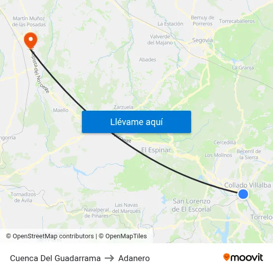 Cuenca Del Guadarrama to Adanero map
