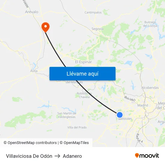 Villaviciosa De Odón to Adanero map