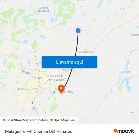 Malaguilla to Cuenca Del Henares map