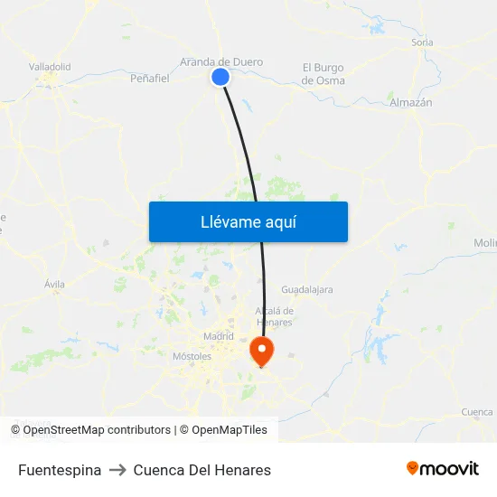 Fuentespina to Cuenca Del Henares map