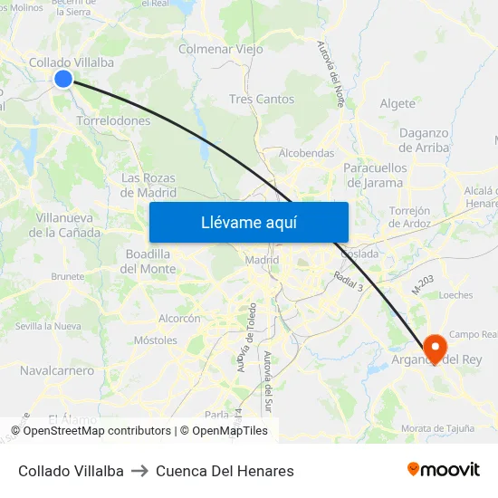 Collado Villalba to Cuenca Del Henares map