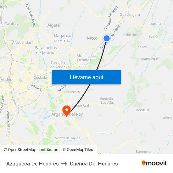 Azuqueca De Henares to Cuenca Del Henares map