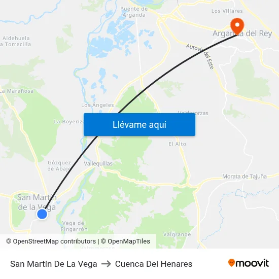 San Martín De La Vega to Cuenca Del Henares map