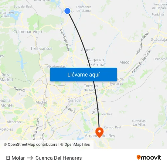 El Molar to Cuenca Del Henares map