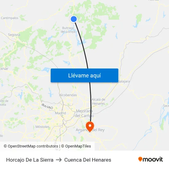 Horcajo De La Sierra to Cuenca Del Henares map