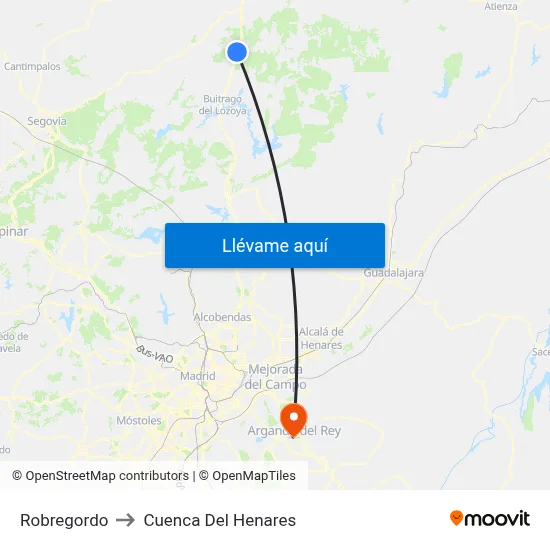 Robregordo to Cuenca Del Henares map