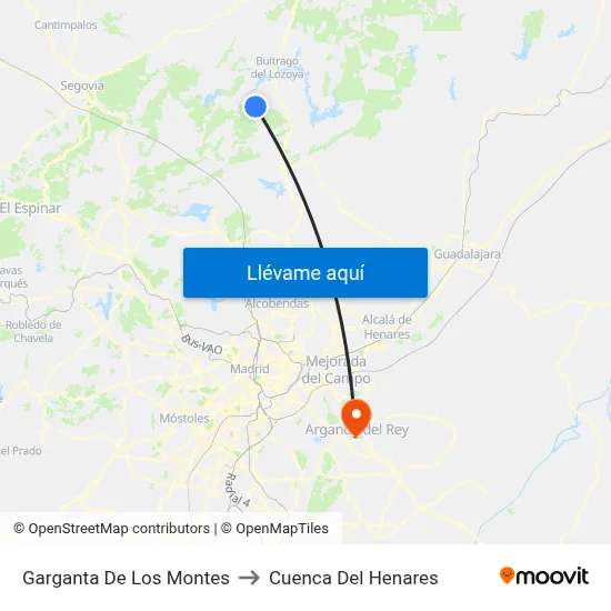Garganta De Los Montes to Cuenca Del Henares map