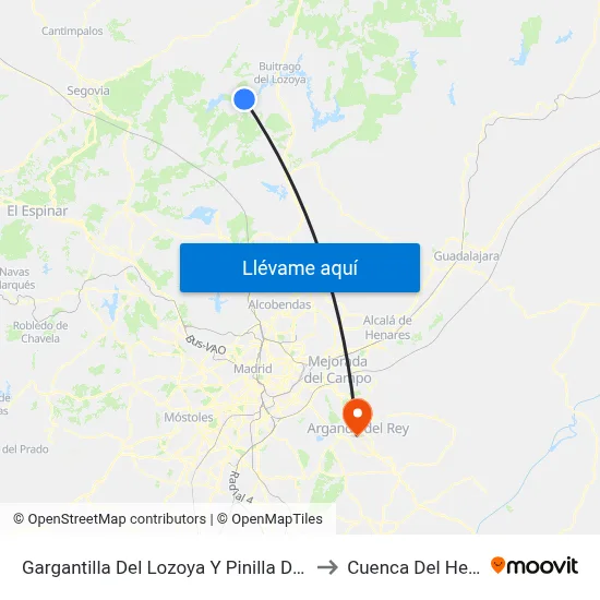 Gargantilla Del Lozoya Y Pinilla De Buitrago to Cuenca Del Henares map