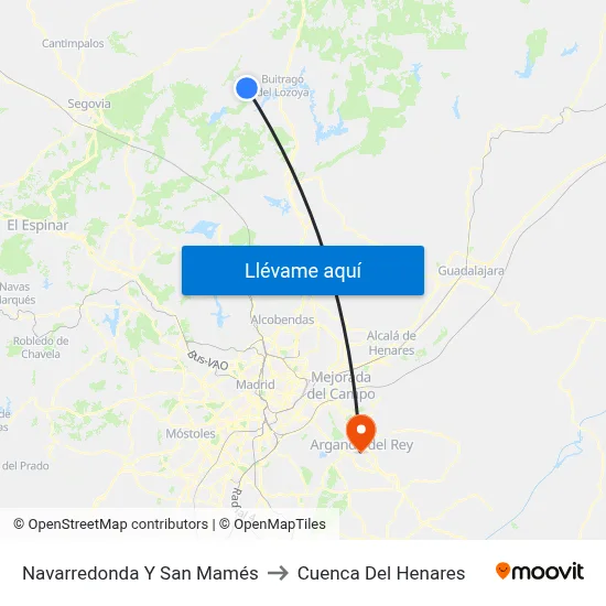 Navarredonda Y San Mamés to Cuenca Del Henares map