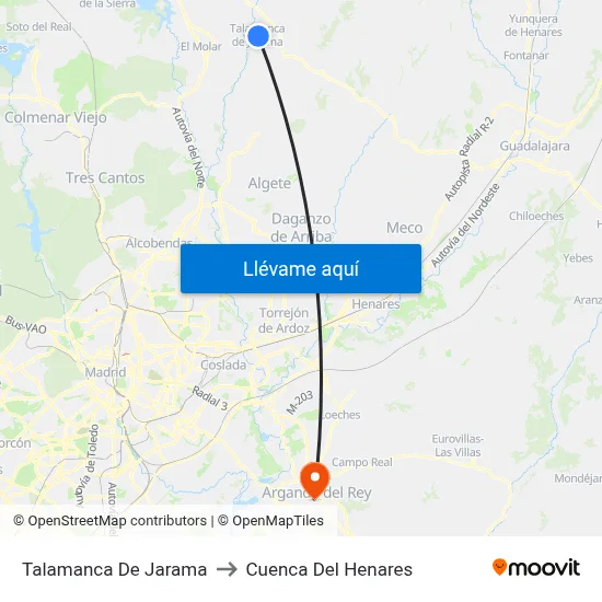 Talamanca De Jarama to Cuenca Del Henares map