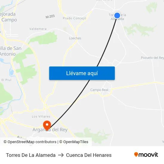 Torres De La Alameda to Cuenca Del Henares map