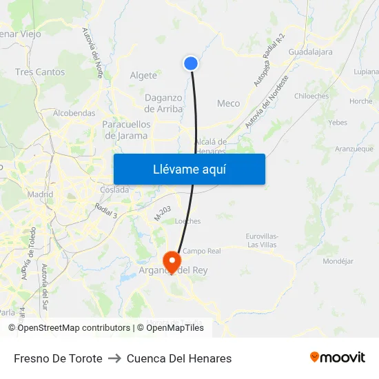 Fresno De Torote to Cuenca Del Henares map