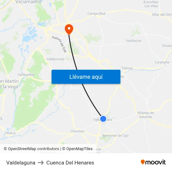 Valdelaguna to Cuenca Del Henares map