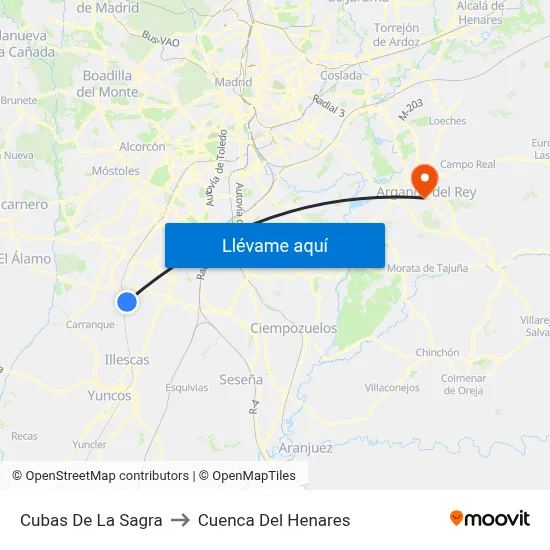 Cubas De La Sagra to Cuenca Del Henares map