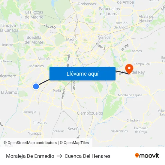 Moraleja De Enmedio to Cuenca Del Henares map
