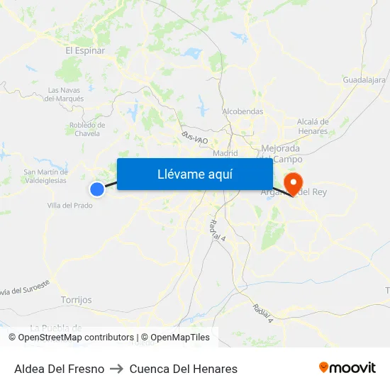 Aldea Del Fresno to Cuenca Del Henares map