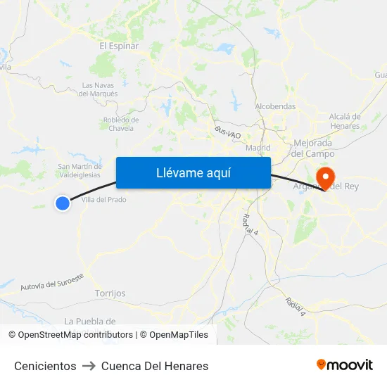 Cenicientos to Cuenca Del Henares map
