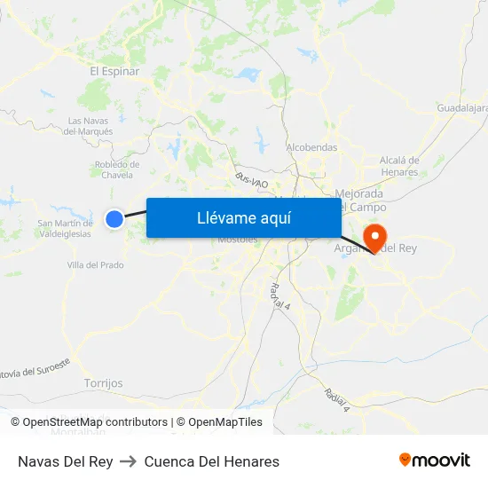 Navas Del Rey to Cuenca Del Henares map