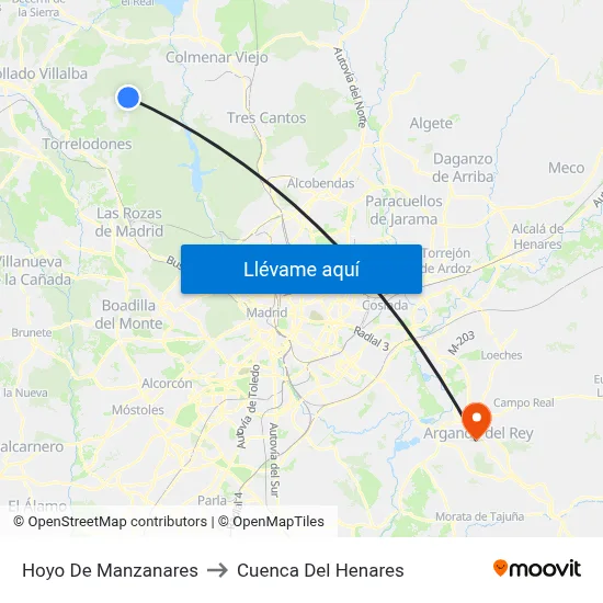 Hoyo De Manzanares to Cuenca Del Henares map
