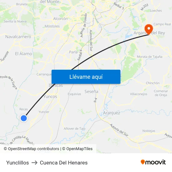 Yunclillos to Cuenca Del Henares map